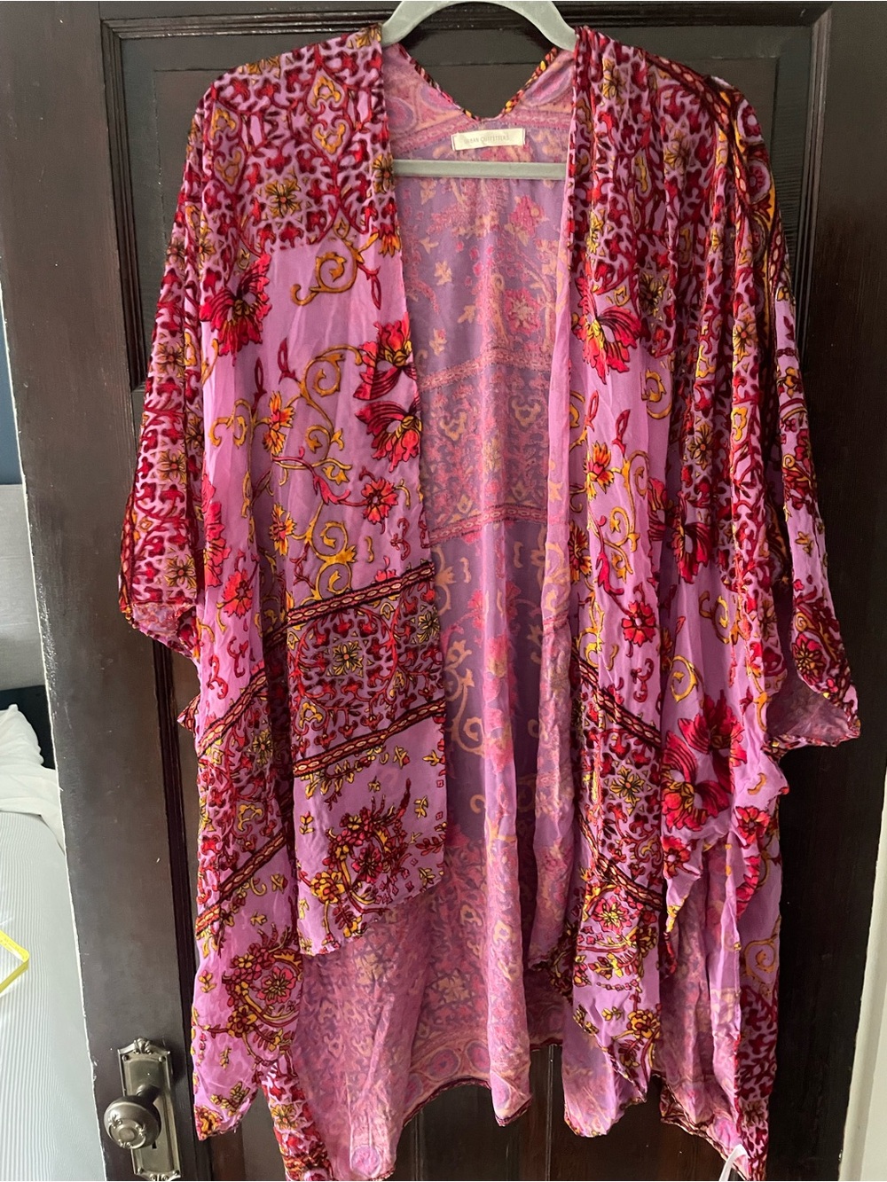 Urban Outfitters Pink Velvet Burnout Kimono